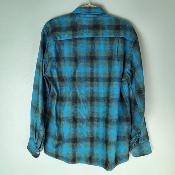 Vintage Bellmont Men's Blue Plaid Wool Blend Flannel Button Up Shirt Size Medium - Picture 2 of 5